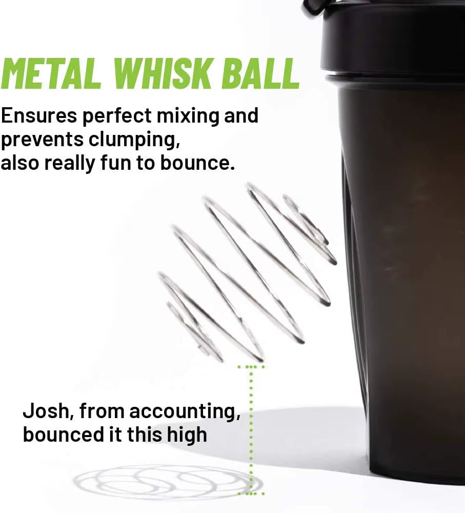 Shaker Bottle with Shaker Balls Leak Proof Drink Shaker Bottle for Shake and Pre Work Out Best Shaker Cup (BPA Free)