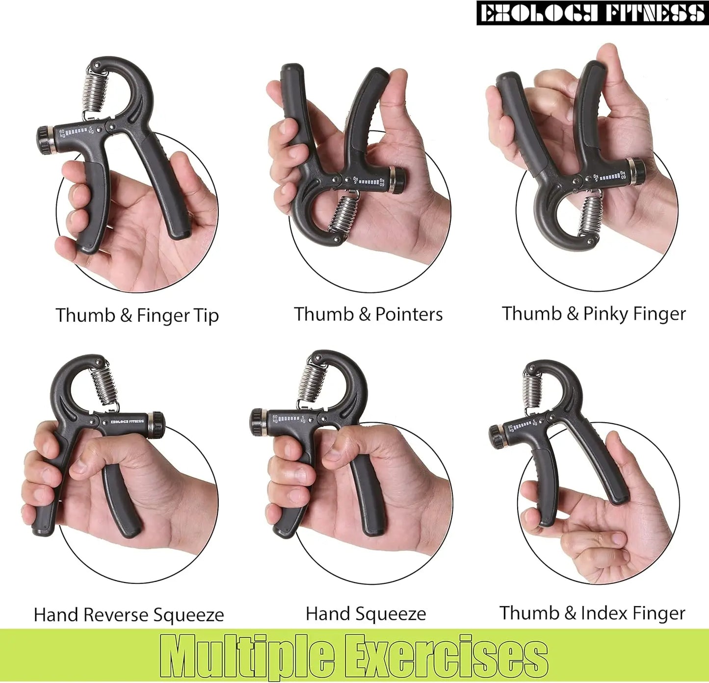 5-60 Kg Grip Strengthener Exerciser – Adjustable Hand Grips Strengthener with Stainless Steel Spring for Strong Wrists, Fingers
